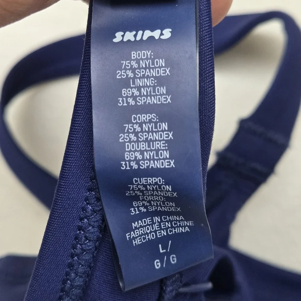 SKIMS‎ Women Swimwear Large Blue Top Unlined Wireless Strap Adjustable